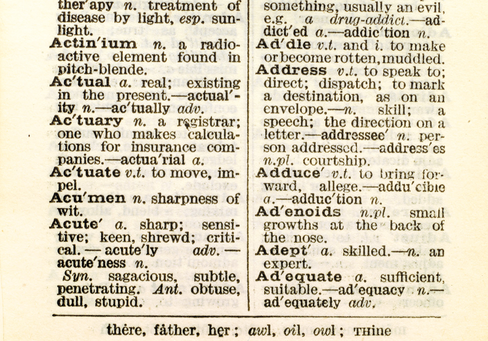 Collins Gem English Dictionary, 1936, detail